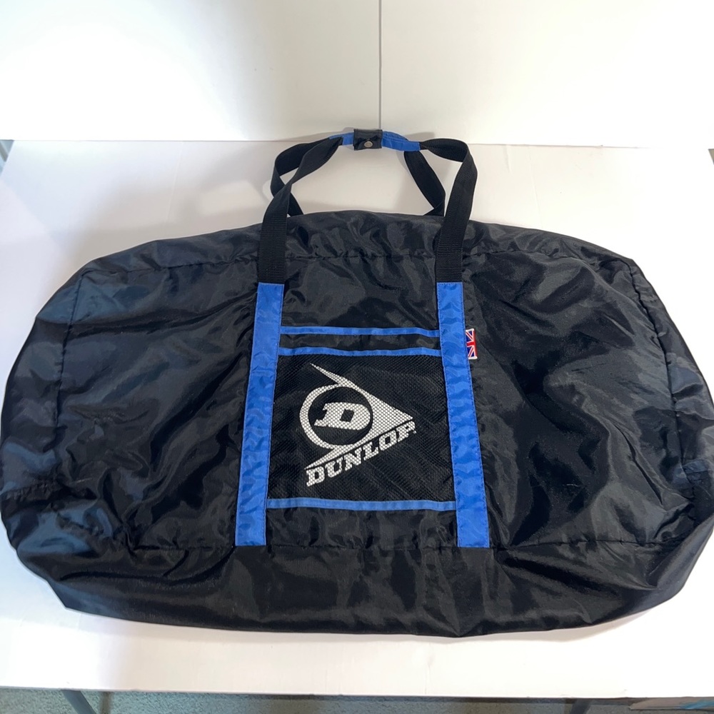 Dunlop Black Blue Large Duffel Gym Bag 2 Handled Travel Sports Equipment 36x24.